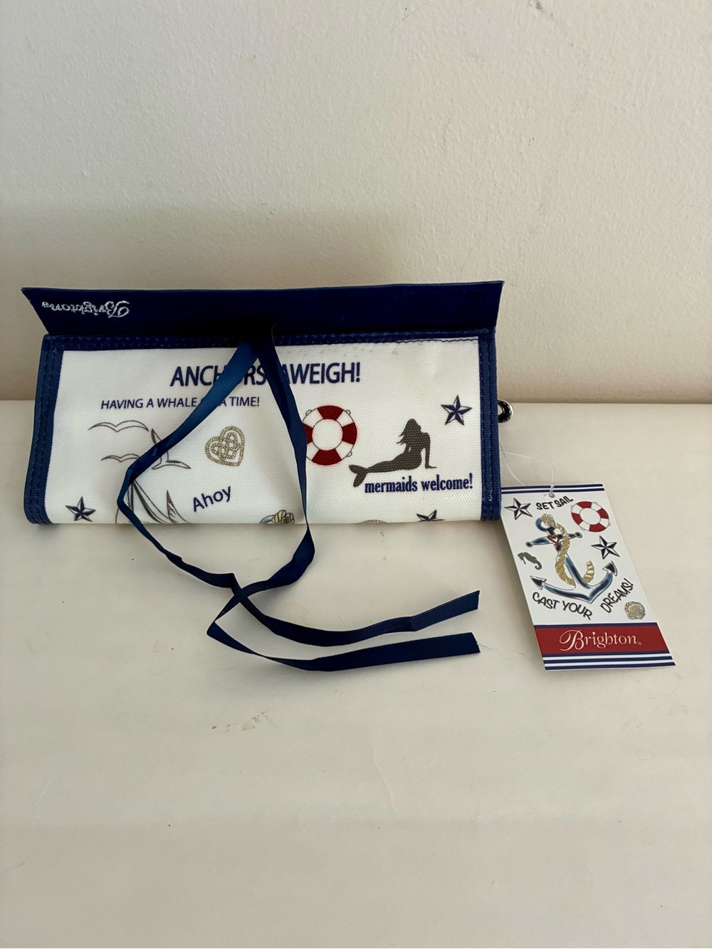 BRIGHTON Seaside Chic Coated Canvas Jewelry Roll NWT